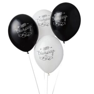 Ballonnen Happy Birthday to you zwart wit 30cm - 6st