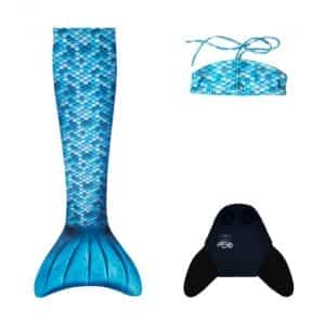 Zeemeerminstaart + bikinitop Blauw – Monofin – 3 delig – Kuaki Mermaids