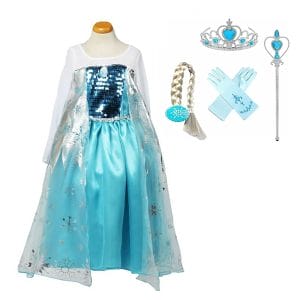 Voordeelpakket Frozen Elsa jurk + accessoires - maat 122/140