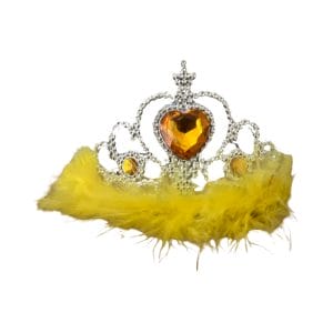 Prinsessen kroon geel pluche -zilver