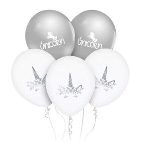 Ballonnen Unicorn - Zilver - Eenhoorn kinderfeestje - 5 stuks