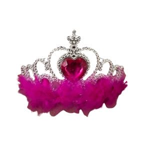 Prinsessen kroon roze pluche -zilver