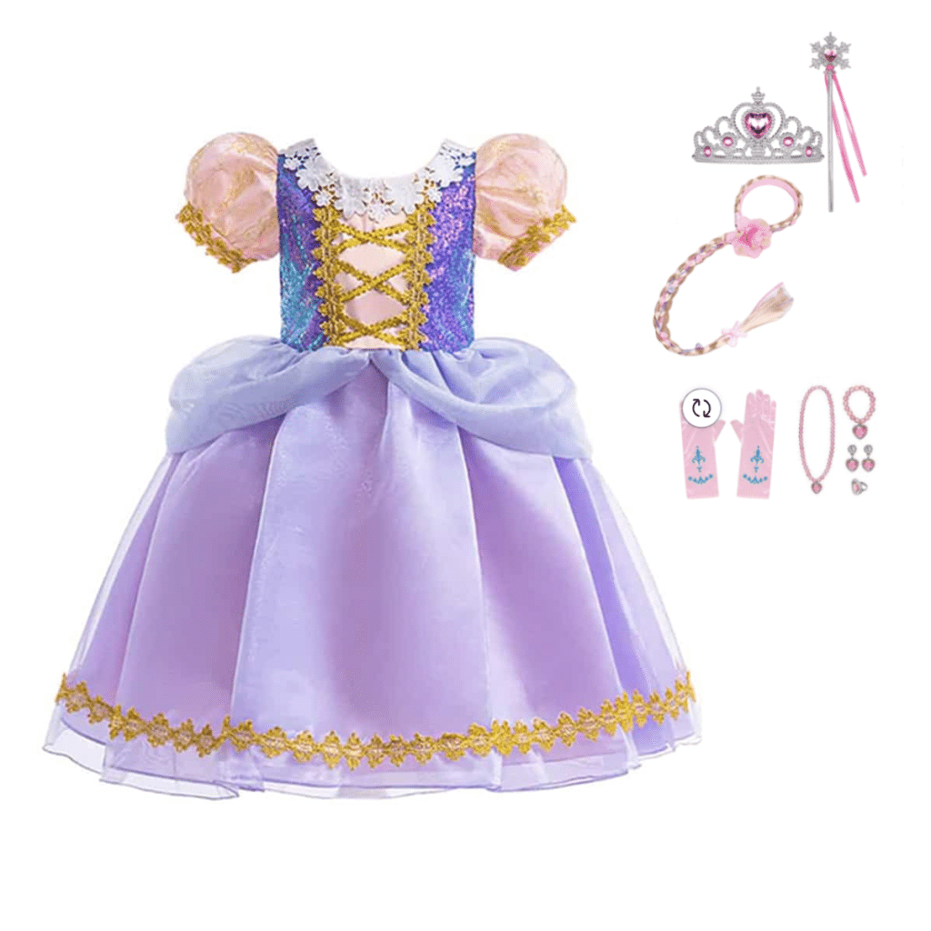 Rapunzel prinsessenjurk paars met accessoires