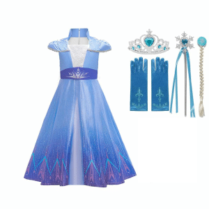 Frozen Elsa prinsessenjurk korte mouw + accessoires