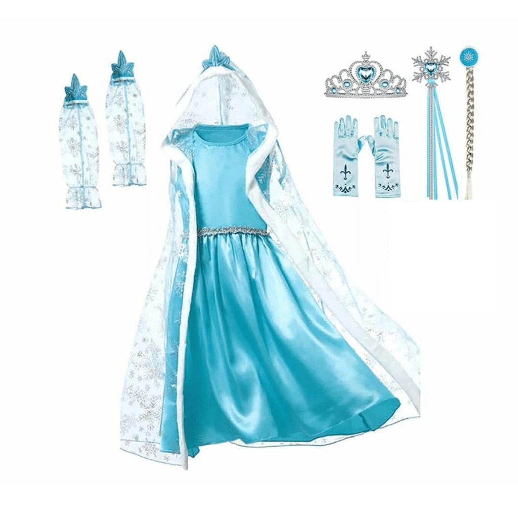 Frozen Elsa prinsessenjurk met losse mouwen en accessoires