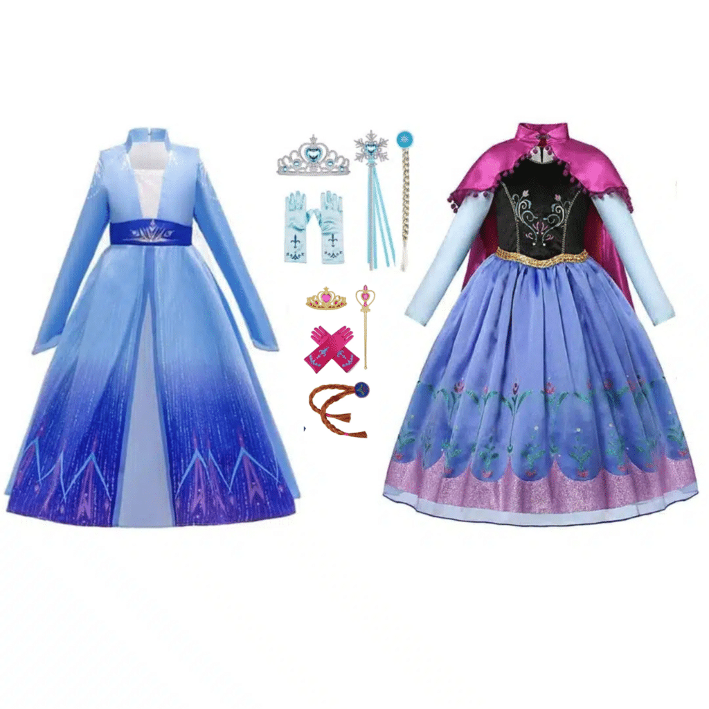 Elsa jurk en anna jurk met accessoires combideal