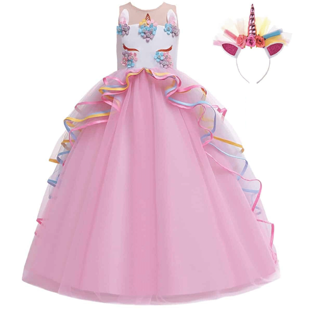 Unicorn Eenhoorn prinsessenjurk roze