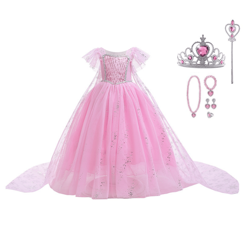Frozen elsa roze prinsessenjurk met accessoires