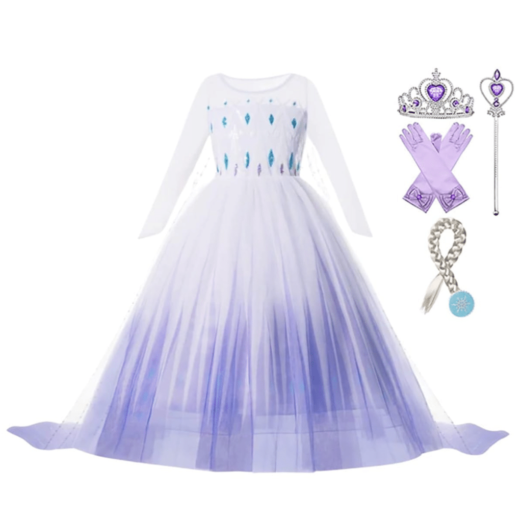 Frozen Elsa witte prinsessenjurk met sleep