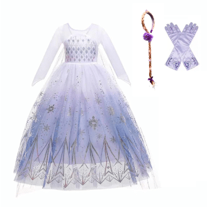 1002 Frozen Elsa prinsessenjurk met haarband en handschoenen