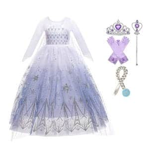 Frozen Elsa witte kristallen jurk + accessoires