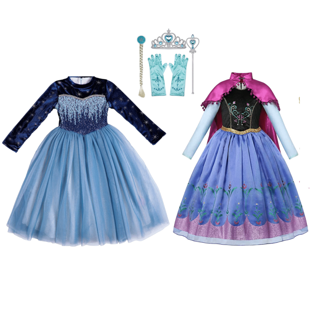 2x Frozen Elsa prinsessenjurk met accessoires