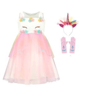 *Sale*Unicorn jurk + haarband & handschoenen