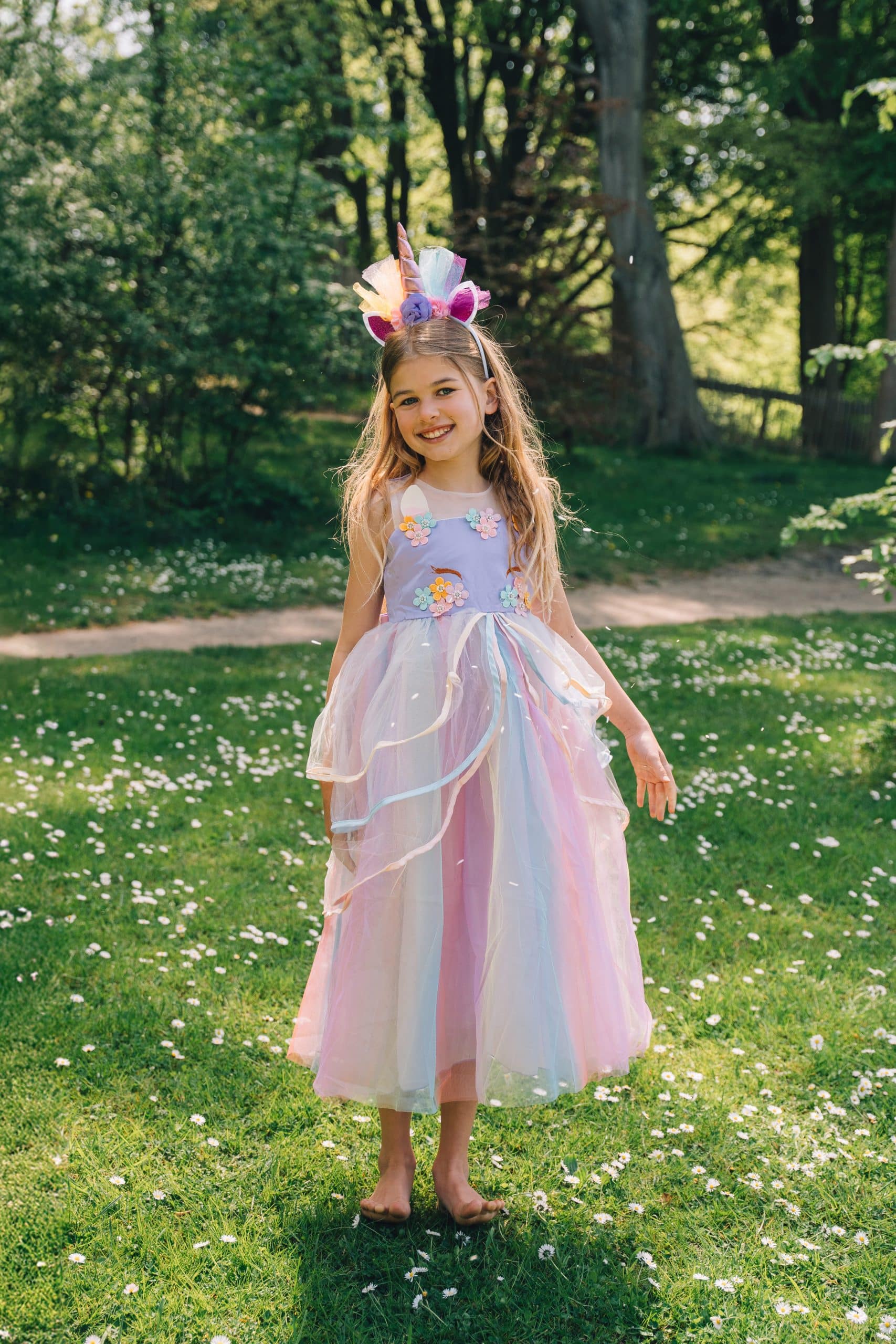 Prinsessenjurk.nl paarse unicorn jurk met haarband 2