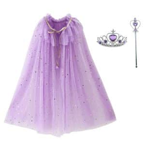 Prinsessencape - paars - toverstaf + kroon