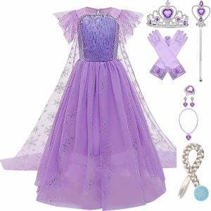 Elsa jurk paars + gratis accessoires