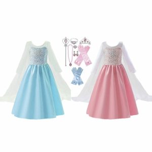 Elsa jurken - blauw en roze + compleet accessoireset