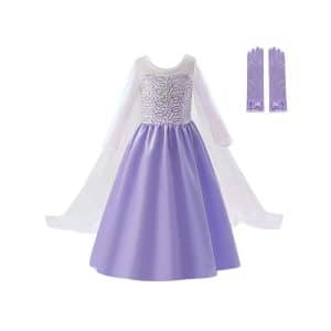 Paarse elsa jurk + handschoenen