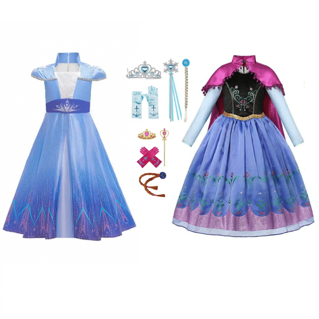 Luxe anna met Elsa jurk inclusief accessoires