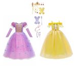 Combideal - Rapunzel & Belle prinsessenjurk + accessoires