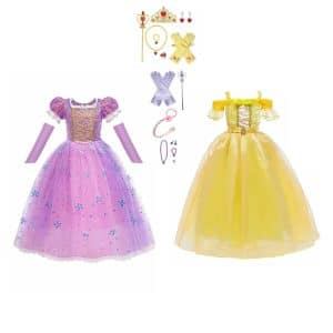Combideal - Rapunzel & Belle prinsessenjurk + accessoires