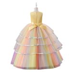 Unicorn jurk Geel + haarband & handschoenen