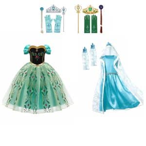 Combideal - 1x Anna 1x Elsa prinsessenjurk + accessoireses