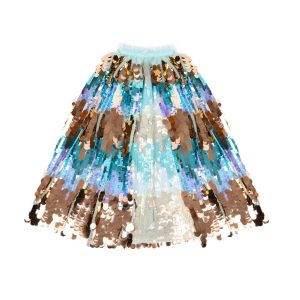 Blauw bruine Pailletten cape www.prinsessenjurk.nl Great Pretenders - blauw/bruin pailletten cape - 4-6 jaar