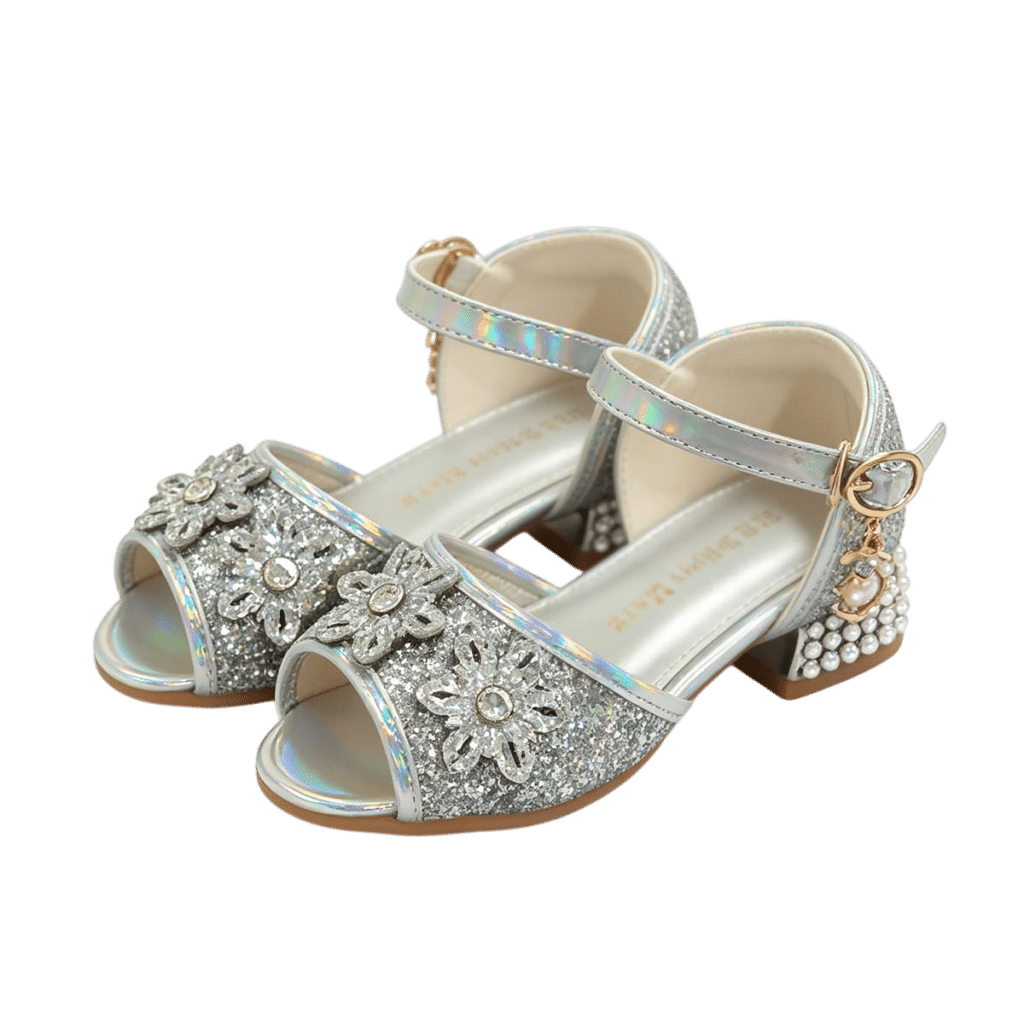Prinsessenschoenen Livia met hakjes zilver