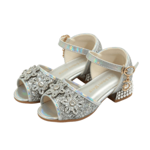 Prinsessenschoenen Livia met hakjes zilver