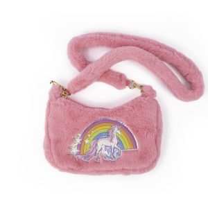 Roze pluche Unicorn schoudertas