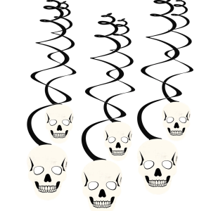 Halloween spiraal slinger – 6 stuks doodshoofd