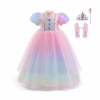 Roze prinsessenjurk regenboog + accessoires