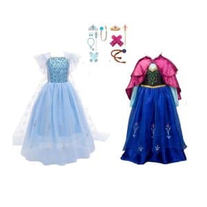 Voordeelpakket - Frozen Anna + Elsa prinsessenjurk + accessoireses