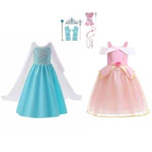 Combideal - Elsa & Doornroosje prinsessenjurk + accessoires
