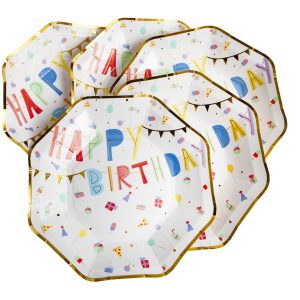 Happy Birthday partybordjes - 8 stuks