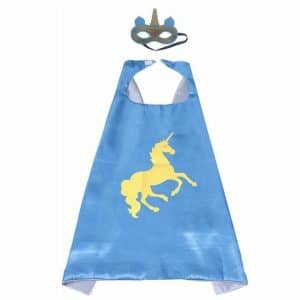Eenhoorn / Unicorn cape + masker blauw voor Carnaval