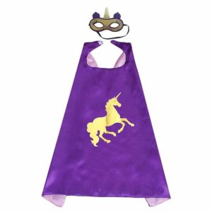 Eenhoorn / Unicorn cape + masker paars voor Carnaval