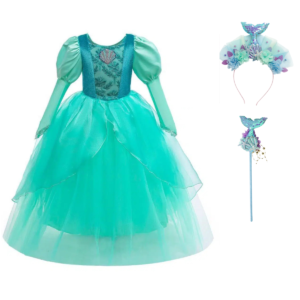 Mintgroene zeemeermin ariel jurk met accessoires