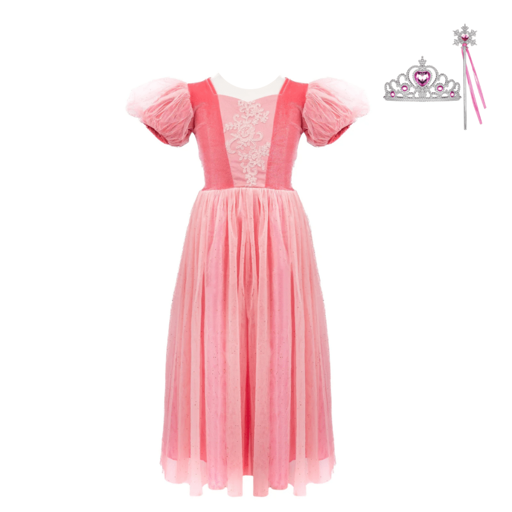 Roze prinsessenjurk Sorbet met accessoires