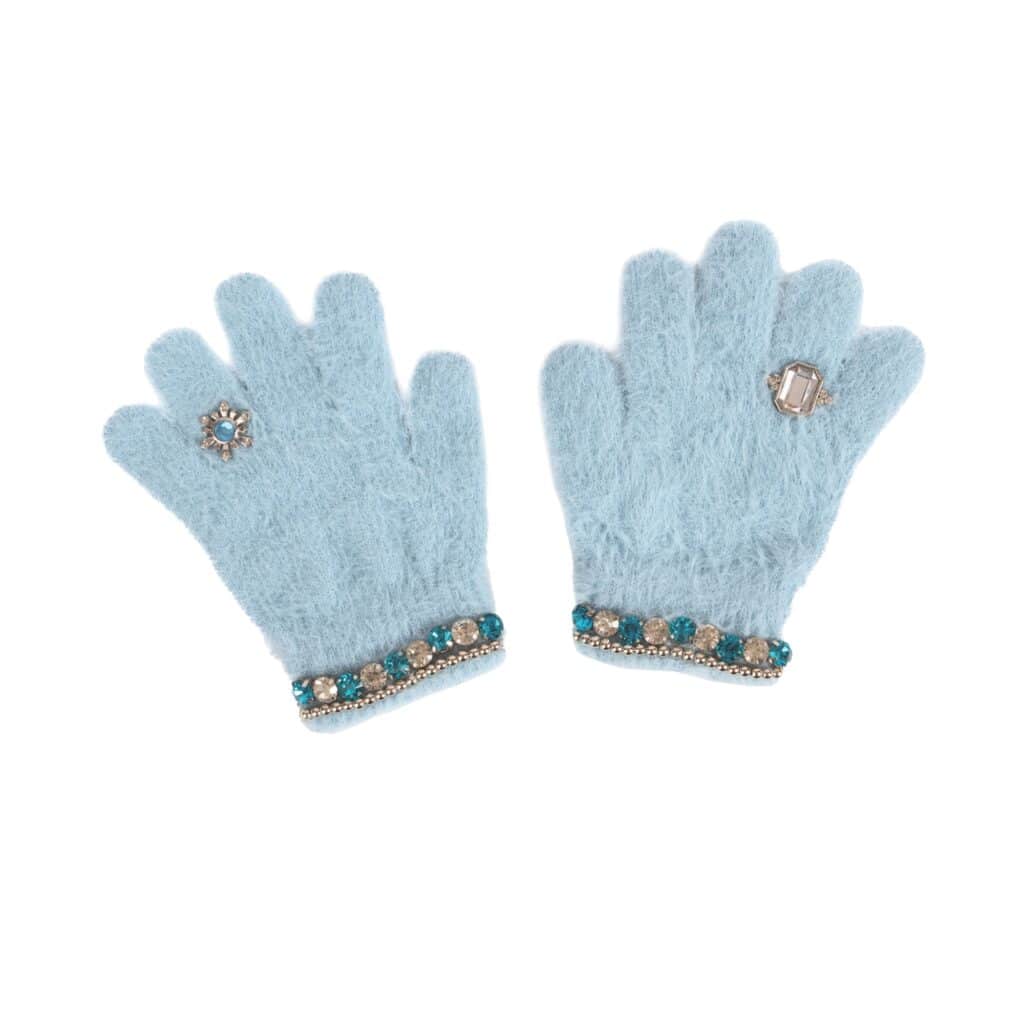 Pluche prinsessenhandschoenen blauw