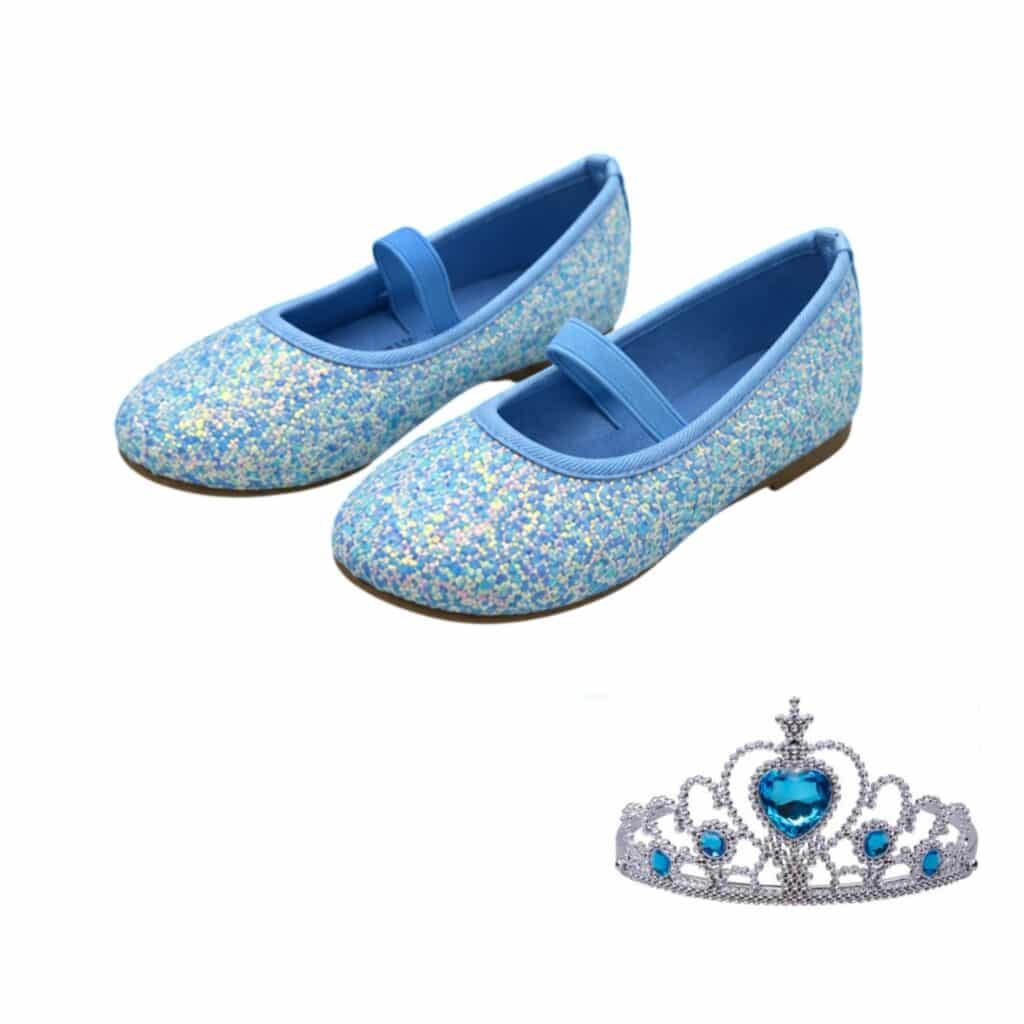Blauwe prinsessenschoenen Vivienne met glitters voor meisjes