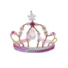Roze prinsessen tiara van Great Pretenders met glinsterende kralen, gouden details, pailletten en een sierlijk bloemetje.